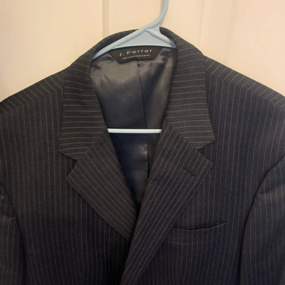 jf j.ferrar Men's Dark Pinstripe Suit Jacket